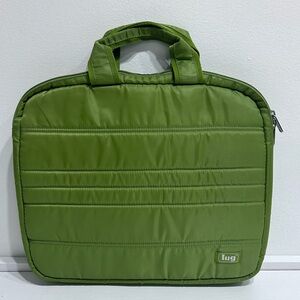 Lug 13” Padded‎ Laptop Carry Case Green Quilted Zip Briefcase Bag